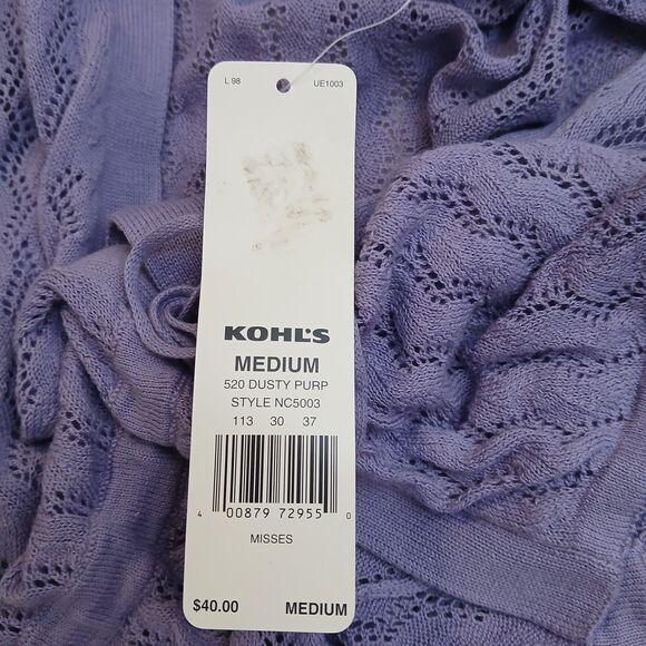 Apt 9 Womens Purple Lavender Tie Front Lightweight Wavy Knit Cardigan Medium NEW - Picture 9 of 11